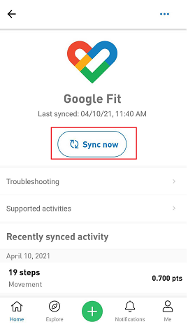 see mytracks historical data in google fit